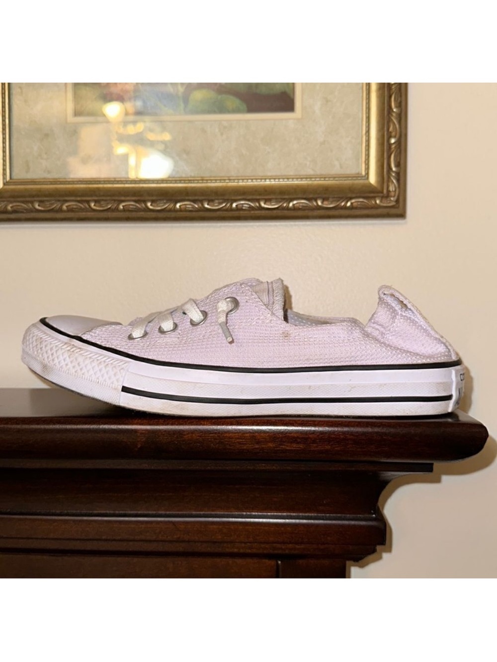 Converse 7 Women’s White Textured Canvas Slip On Lace up Skateboard Shoes Sneaks - Picture 2 of 15